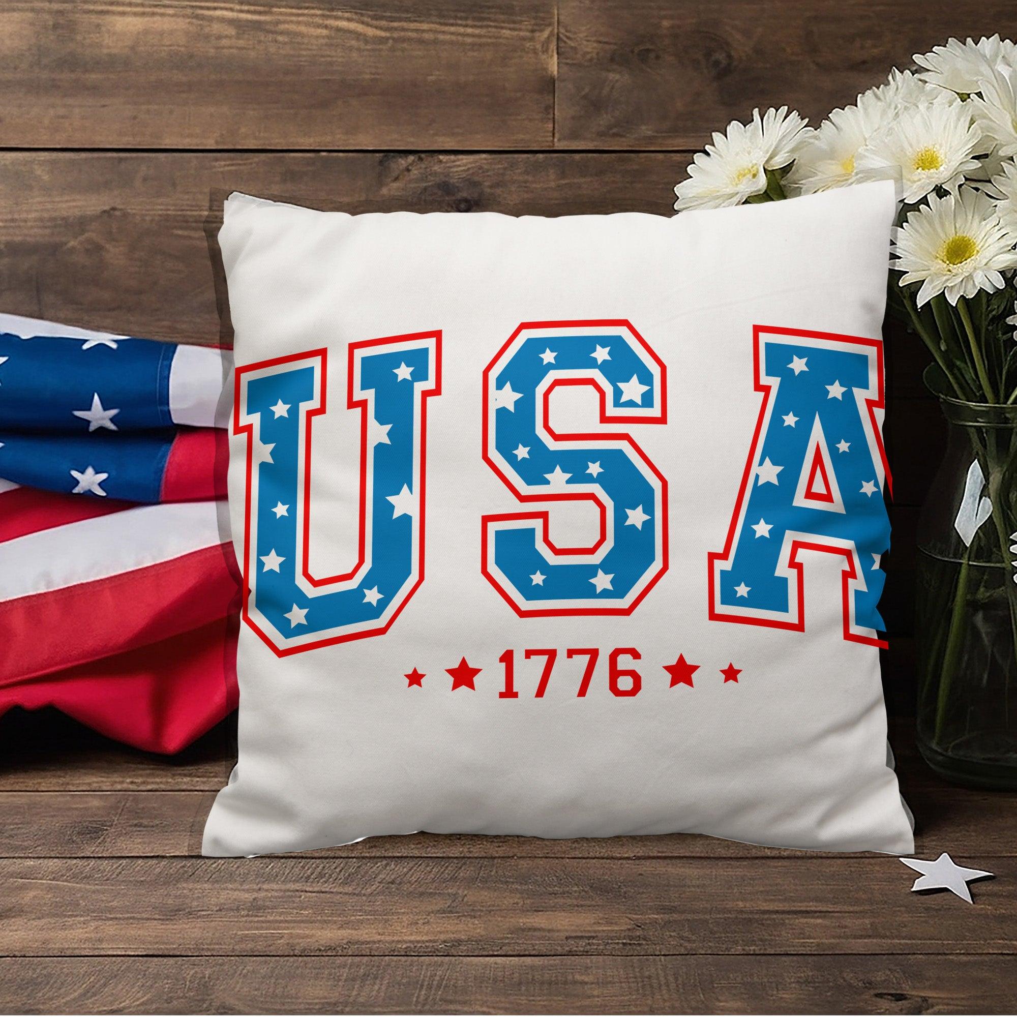 USA 1776 Patriotic Indoor-Outdoor Pillow - Mallard Moon Gift Shop
