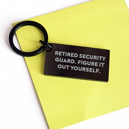 Security Guard Keychain, Funny Quote 'Figure It Out Yourself', Black Stainless Steel, Gifts from Friends for Mother's Day - Image 3