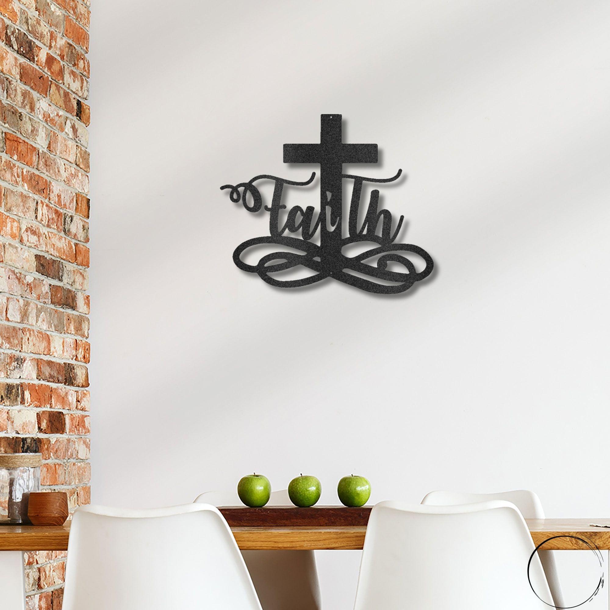 Faith Cross Metal Wall Art Spiritual Home Decor - Mallard Moon Gift Shop