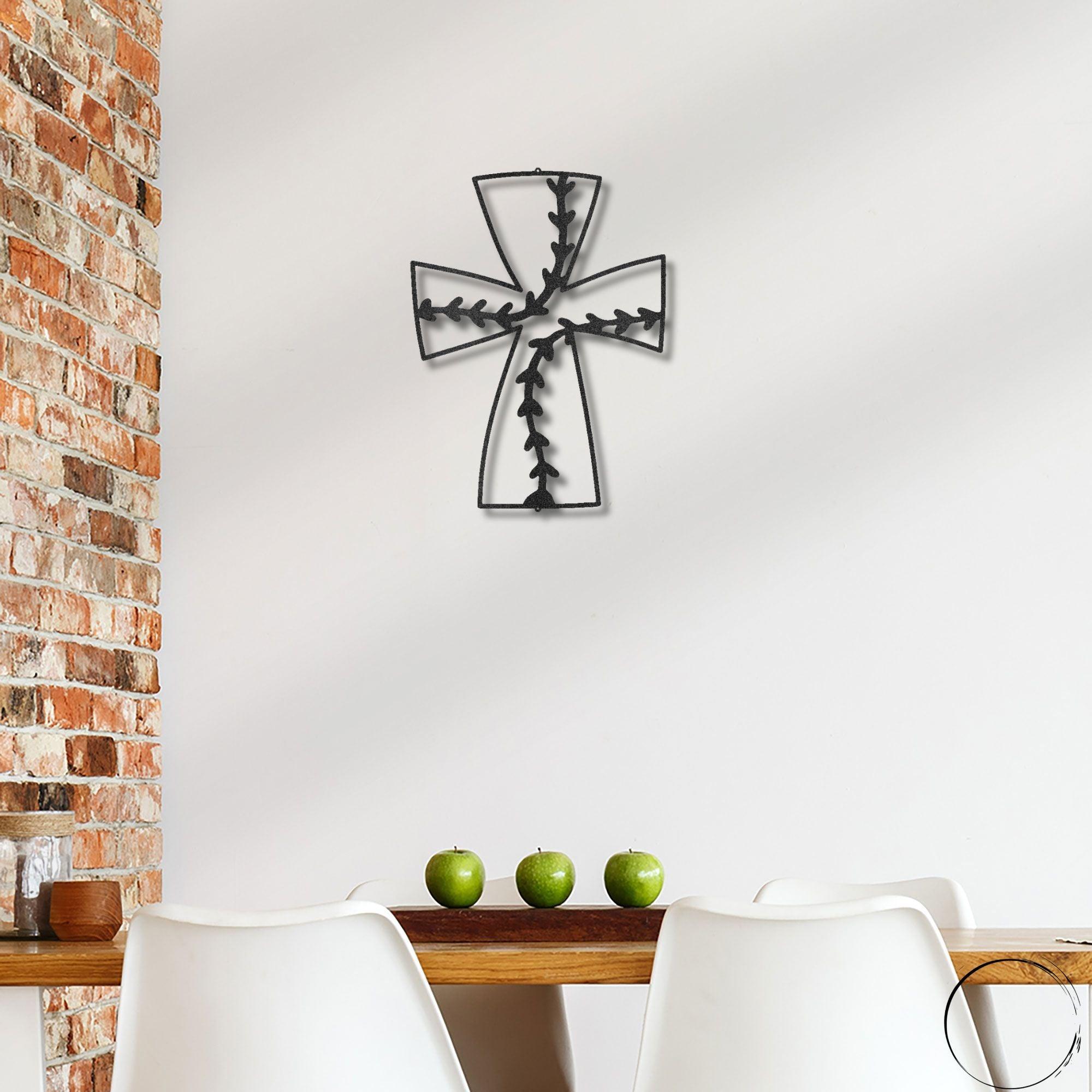 Faith In Baseball Cross Metal Art Wall Sign - Mallard Moon Gift Shop