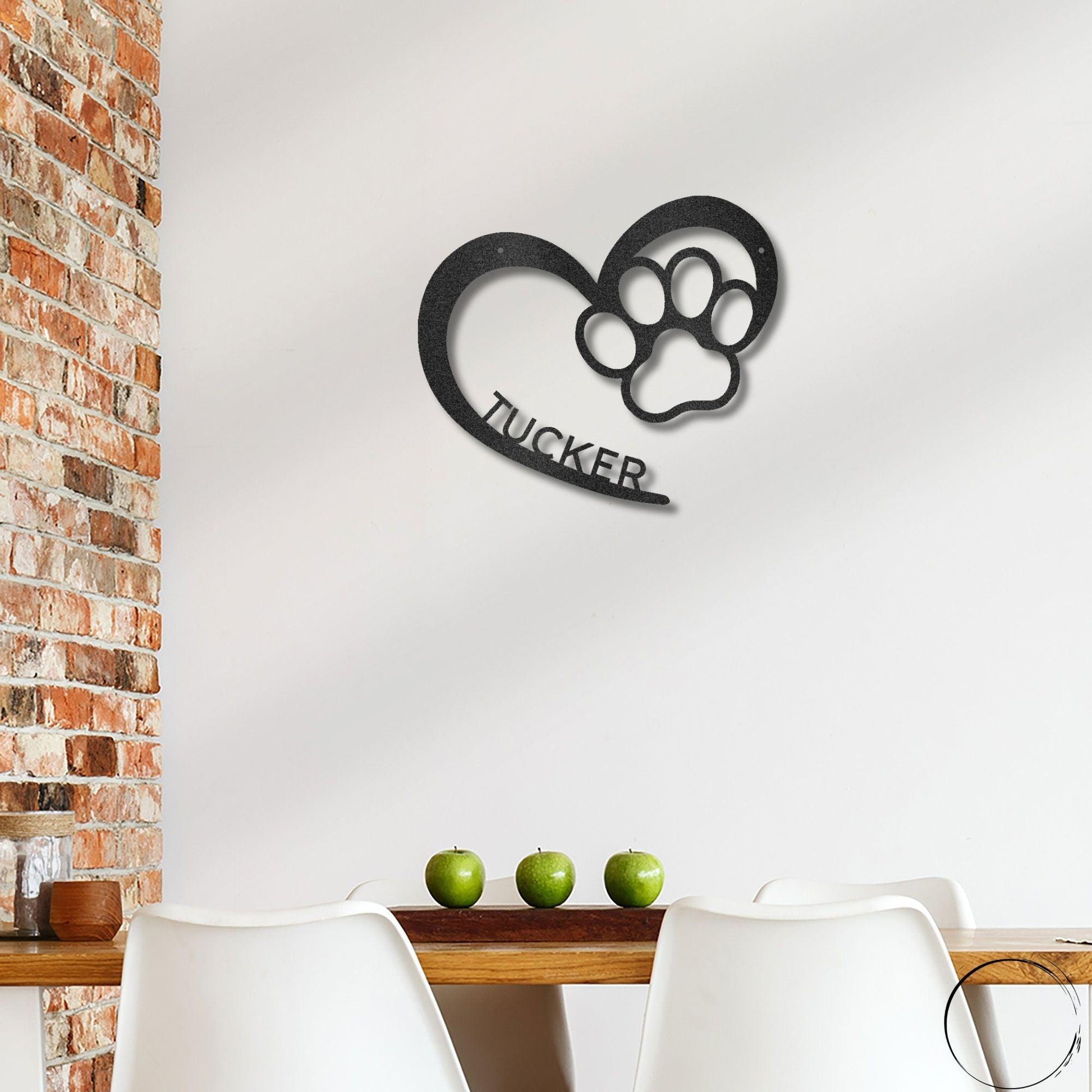 Puppy Love Paw Print Monogram Personalized Metal Art Wall Sign - Mallard Moon Gift Shop