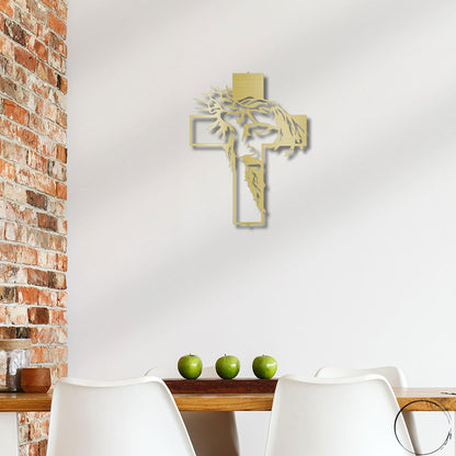 Jesus Crown of Thorns Steel Cross Sign Christian Metal Wall Decor Made in USA - Mallard Moon Gift Shop