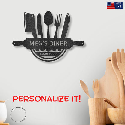 Personalized Kitchen Diner Indoor Outdoor Steel Wall Sign - Mallard Moon Gift Shop