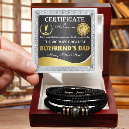 Gift for Boyfriend's Dad - World's Greatest Dad Happy Father's Day - Men's Braided Leather Bracelet - Mallard Moon Gift Shop
