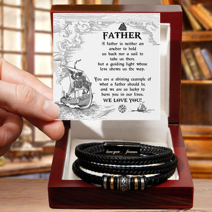 Gift for Father - You Are Our Guiding Light Men's Braided Leather Keepsake Bracelet - Mallard Moon Gift Shop