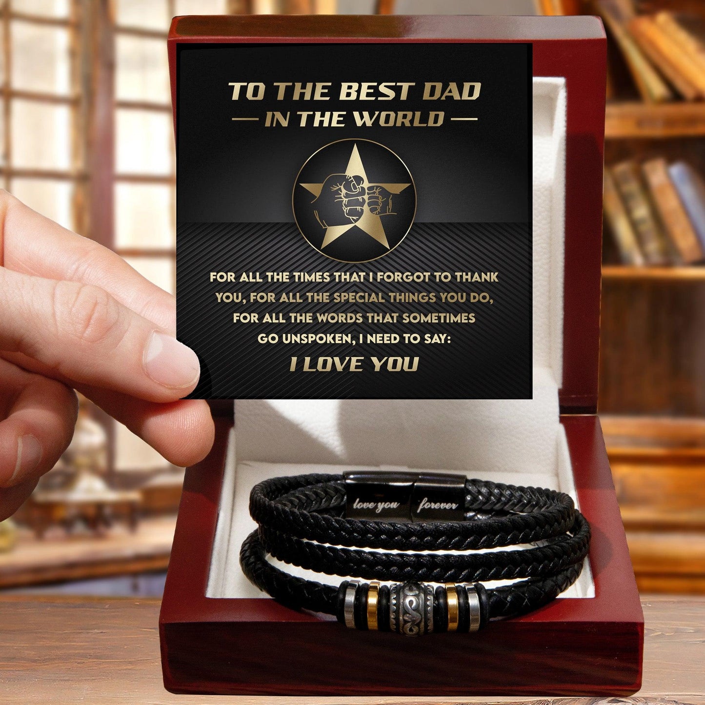 Dad Gift - I Just Need To Say Braided Leather Men's Bracelet - Mallard Moon Gift Shop