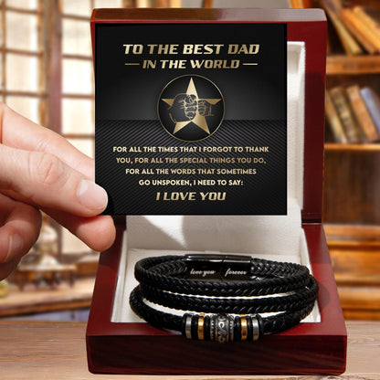 Dad Gift - I Just Need To Say Braided Leather Men's Bracelet - Mallard Moon Gift Shop