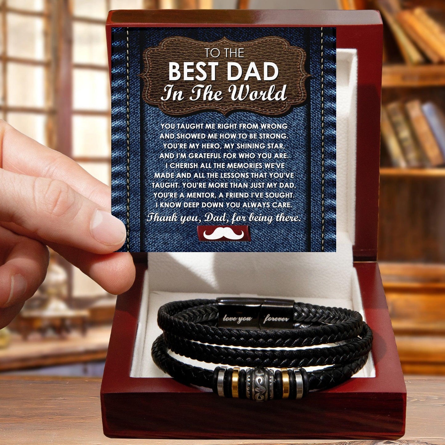 Dad Gift - You Taught Me Right from Wrong - Braided Leather Men's Bracelet - Mallard Moon Gift Shop