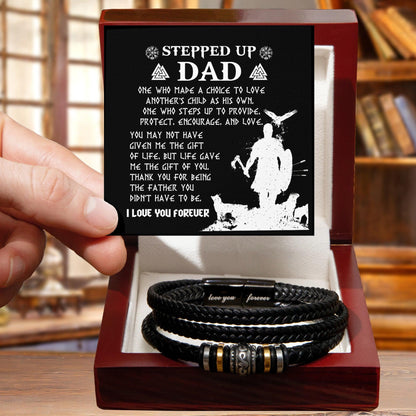 Gift For Stepdad The Father You didn't have to be Men's Leather Bracelet - Mallard Moon Gift Shop