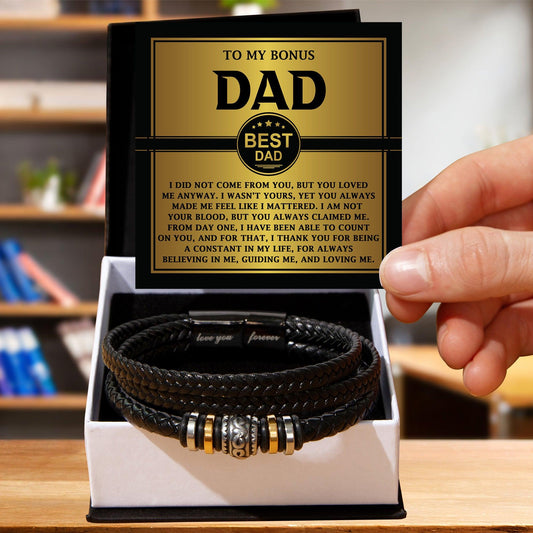 Bonus Dad Gift - Legacy of Love Men's Braided Leather Bracelet with Message Card Set - Mallard Moon Gift Shop