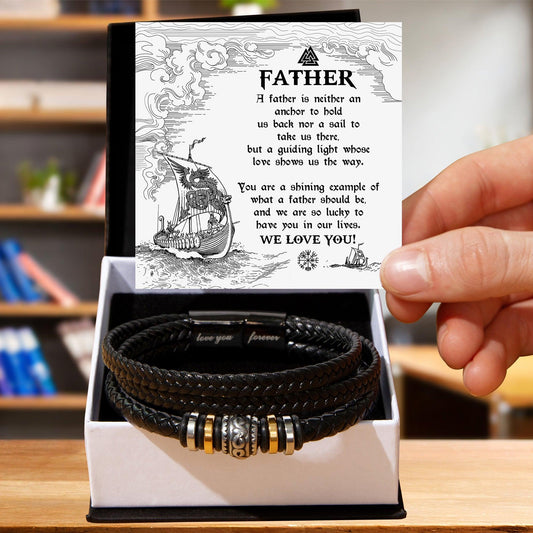 Gift for Father - You Are Our Guiding Light Men's Braided Leather Keepsake Bracelet - Mallard Moon Gift Shop