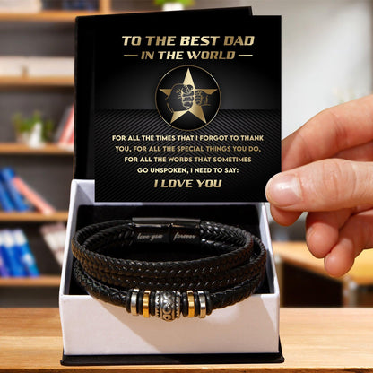 Dad Gift - I Just Need To Say Braided Leather Men's Bracelet - Mallard Moon Gift Shop