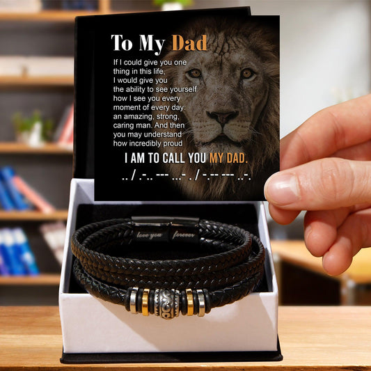 Dad Gift - I am Proud to Call You Dad - Braided Leather Men's Bracelet - Mallard Moon Gift Shop