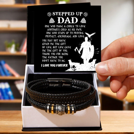 Gift For Stepdad The Father You didn't have to be Men's Leather Bracelet - Mallard Moon Gift Shop