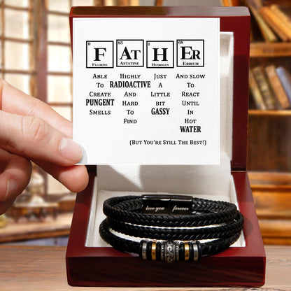 Gift for Father Element Chart You are Still The Best Braided Leather Men's Bracelet - Mallard Moon Gift Shop