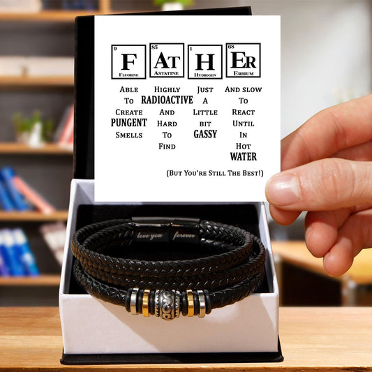 Gift for Father Element Chart You are Still The Best Braided Leather Men's Bracelet - Mallard Moon Gift Shop