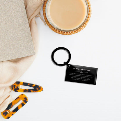 To My Little Brother Gifts, Inspirational Little Brother Keychain, Sentimental Birthday Christmas Unique Gifts For Little Brother Behind you, all your memories, before you, all your dreams, around you, all who love you, within you, all you need - Mallard Moon Gift Shop