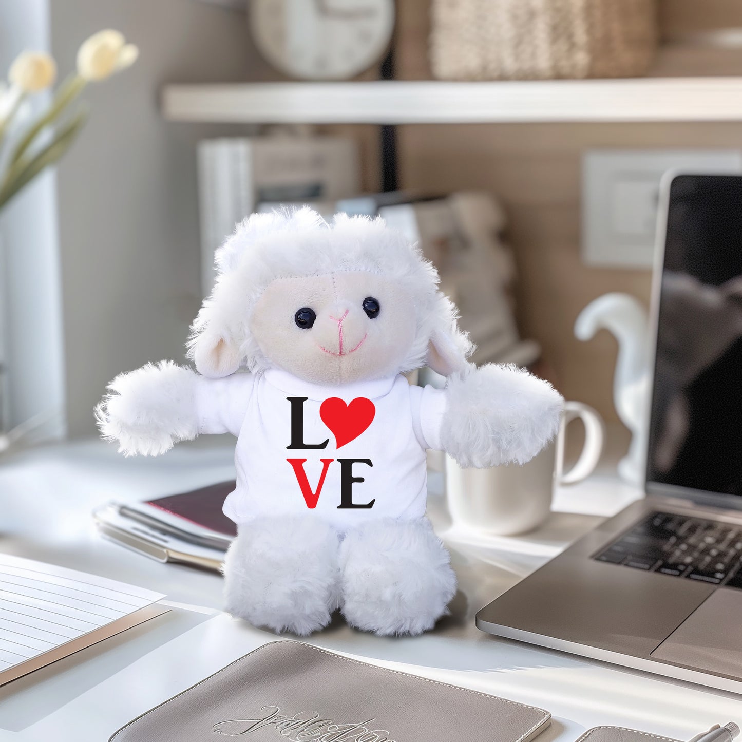 Spread Some Love - Adorable Plush Lamb, Panda, or Teddy Bear with Tee Shirt - Mallard Moon Gift Shop