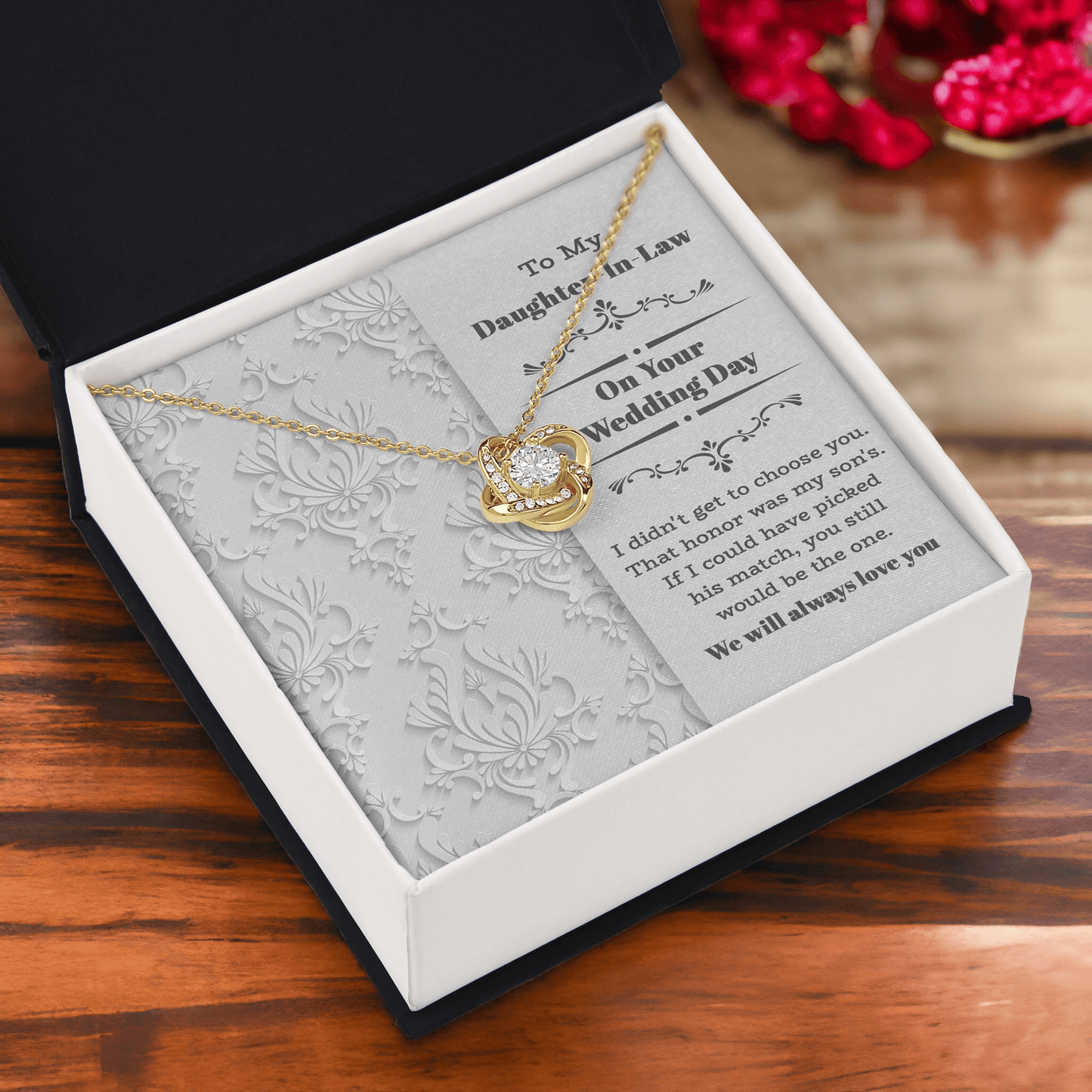 Daughter-In-Law Wedding Day Gift My Son Chose You Love Knot Pendant Necklace - Mallard Moon Gift Shop