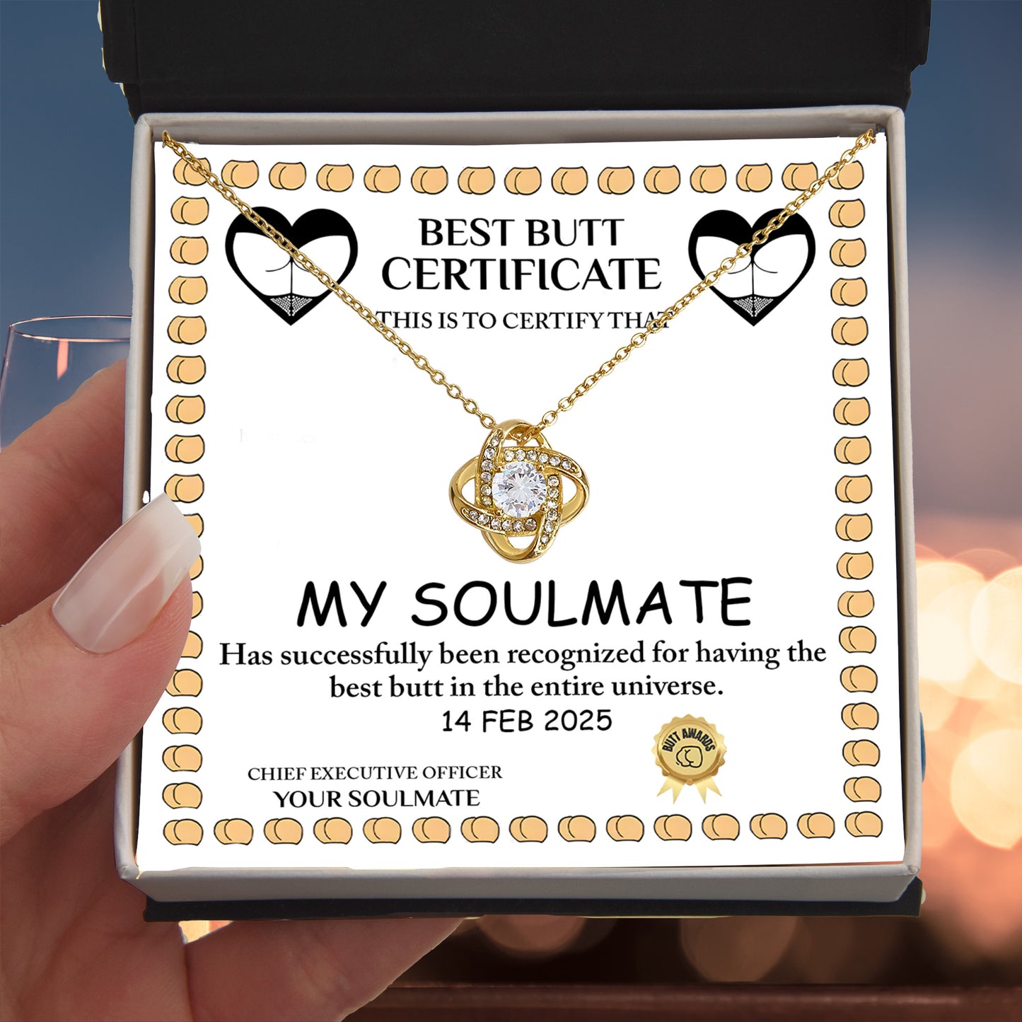 Best Butt & Endless Love Certified! Funny Love Knot Necklace Valentine's Day Gift - Mallard Moon Gift Shop