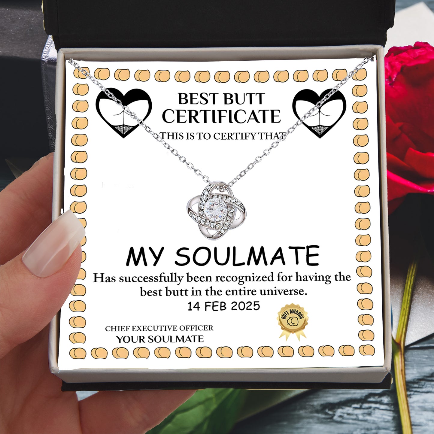 Best Butt & Endless Love Certified! Funny Love Knot Necklace Valentine's Day Gift - Mallard Moon Gift Shop