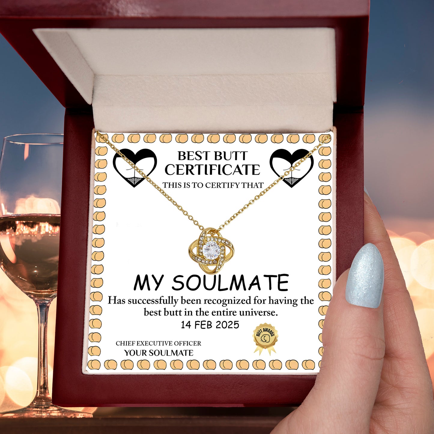 Best Butt & Endless Love Certified! Funny Love Knot Necklace Valentine's Day Gift - Mallard Moon Gift Shop