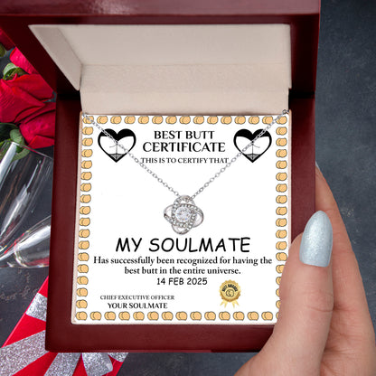 Best Butt & Endless Love Certified! Funny Love Knot Necklace Valentine's Day Gift - Mallard Moon Gift Shop