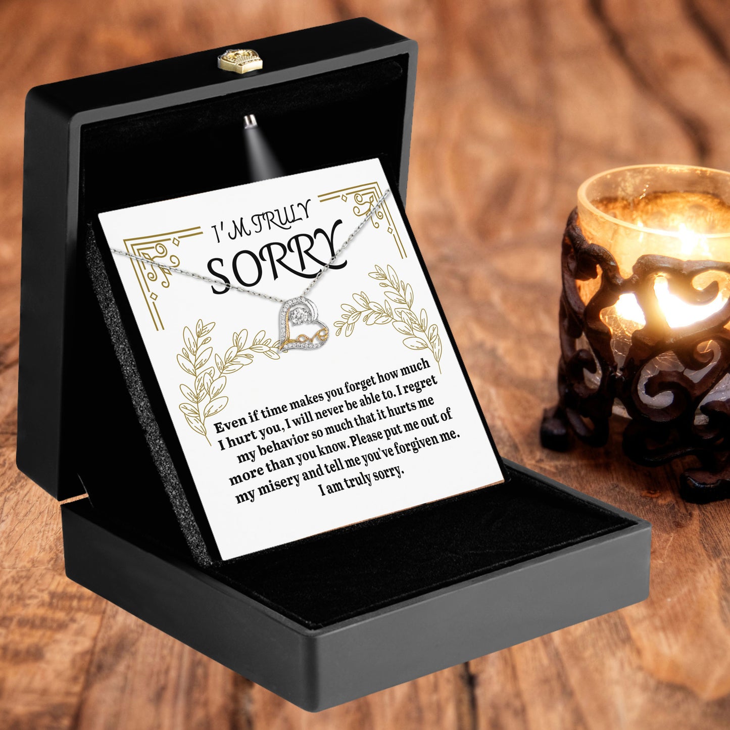 Apology Gift for Girlfriend, Wife, Soulmate - Sorry, It Hurts Me - Love Dancing Heart Pendant Necklace - Mallard Moon