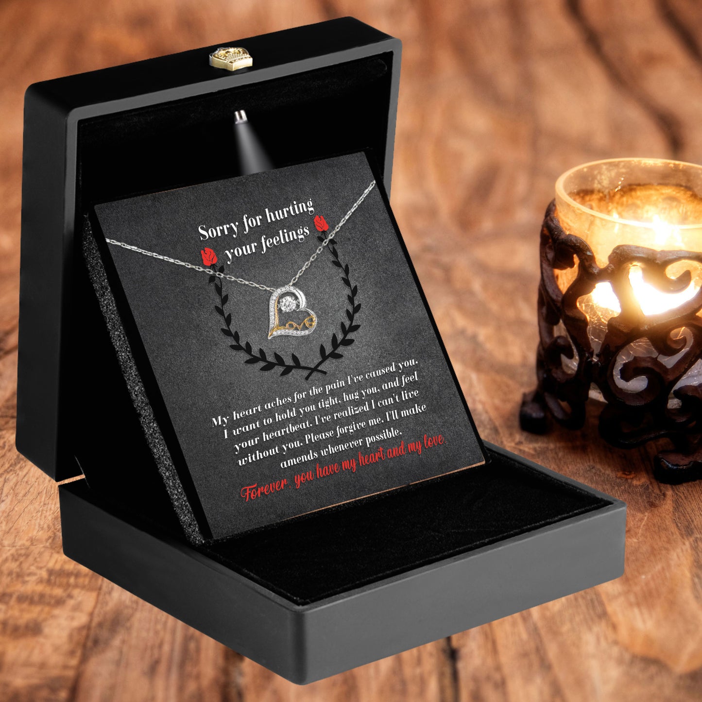 Apology Gift for Girlfriend, Wife, Soulmate - Sorry, Make Amends - Love Dancing Heart Pendant Necklace - Mallard Moon