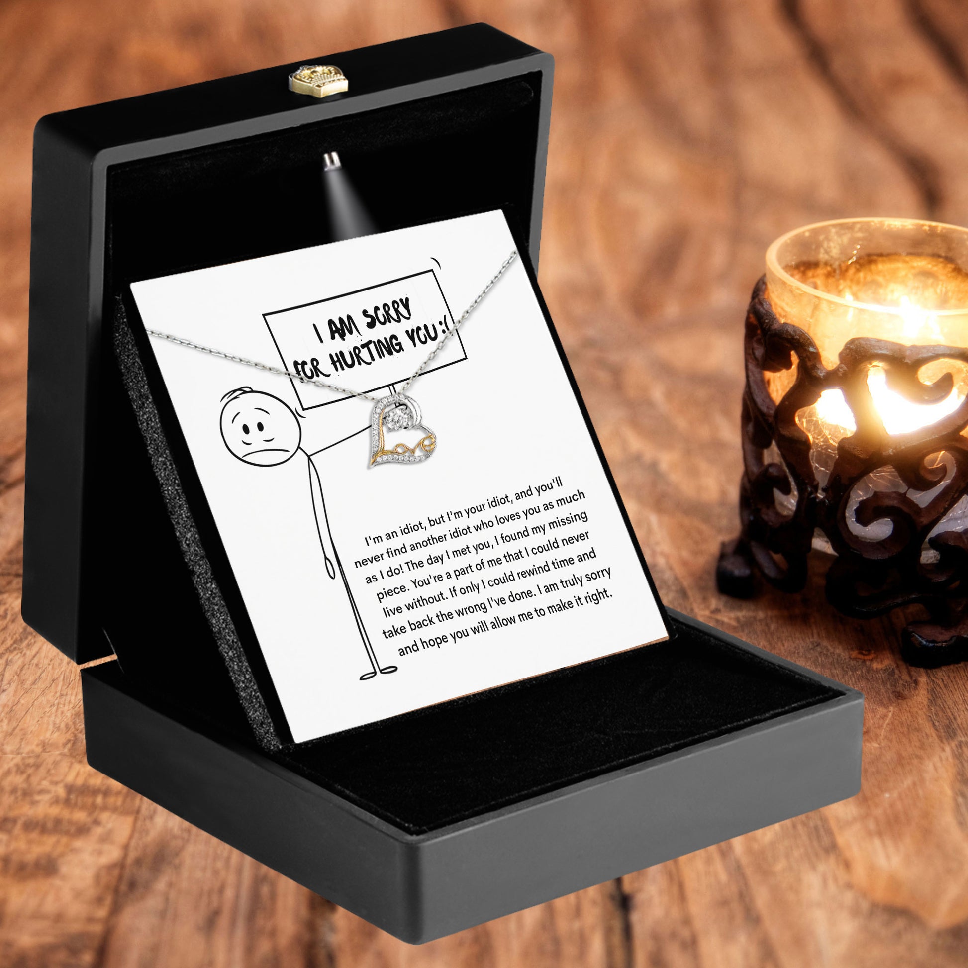 Apology Gift for Girlfriend, Wife, Soulmate - Sorry, Missing Piece - Love Dancing Heart Pendant Necklace - Mallard Moon