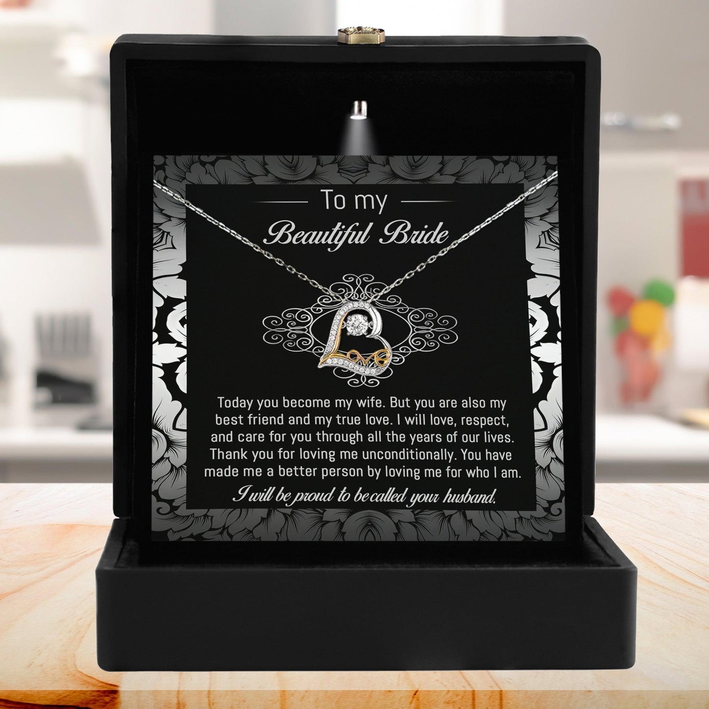 Bride Wedding Day Gift - My True Love - Love Dancing Heart Pendant Necklace - Mallard Moon Gift Shop