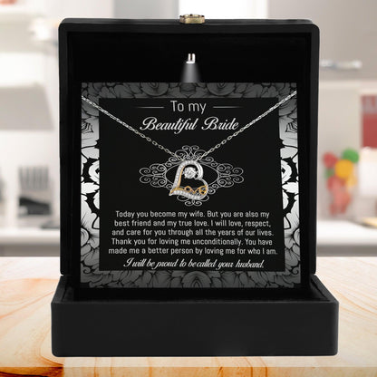 Bride Wedding Day Gift - My True Love - Love Dancing Heart Pendant Necklace - Mallard Moon Gift Shop