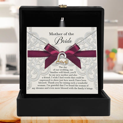 Mother of the Bride Wedding Day Gift Our Families Will Blend Love Dancing Heart Pendant Necklace - Mallard Moon Gift Shop