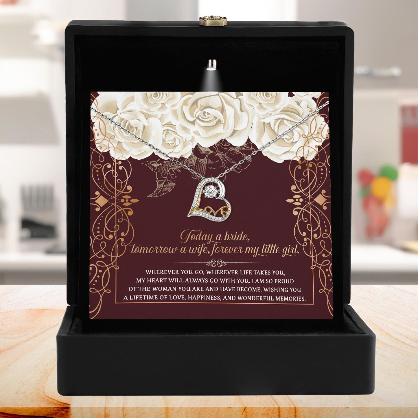 Daughter Wedding Day Gift - Wonderful Memories - Love Dancing Heart Pendant Necklace - Mallard Moon Gift Shop