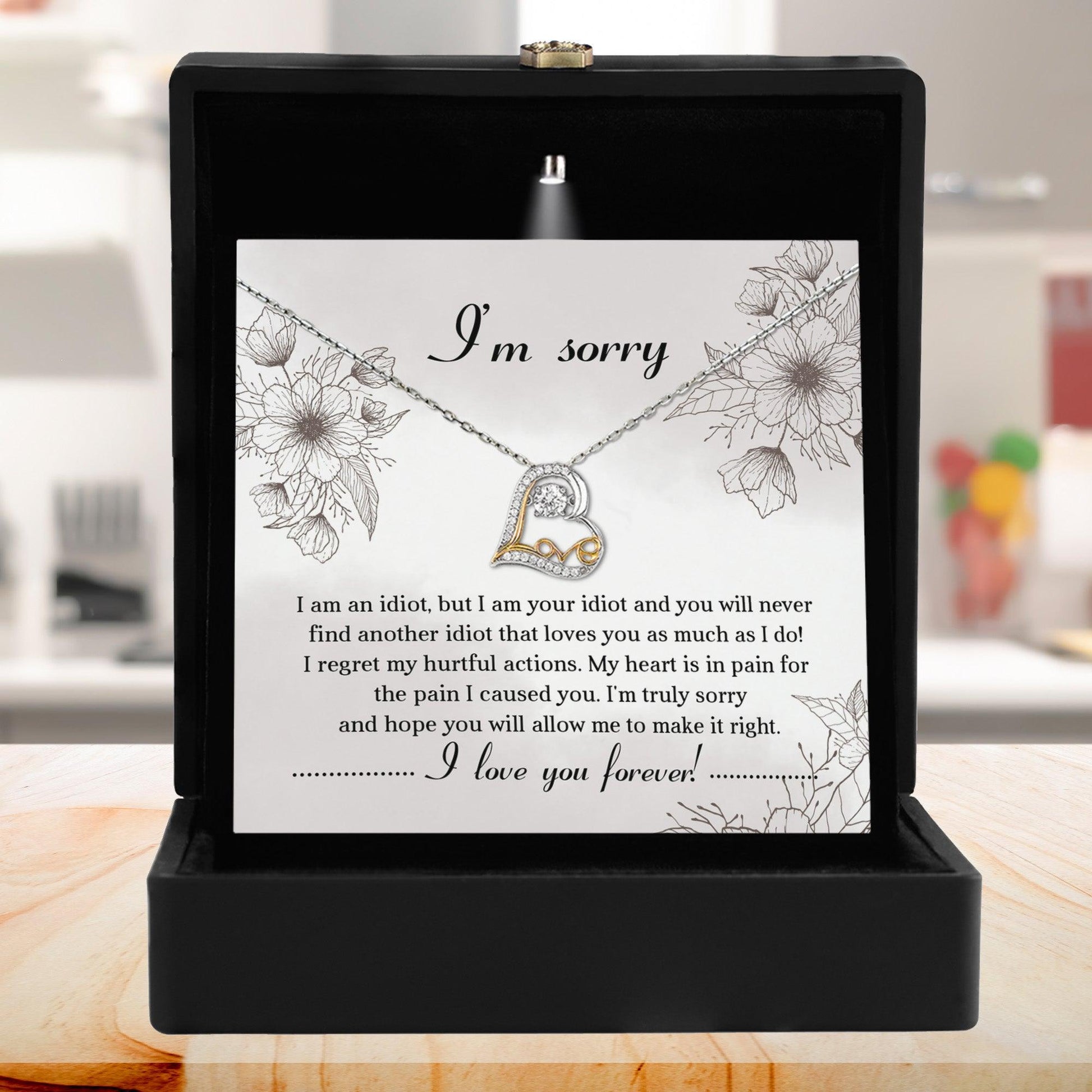 Apology Gift for Her - Sorry For The Pain I Caused You - Love Dancing Heart Pendant Necklace - Mallard Moon Gift Shop