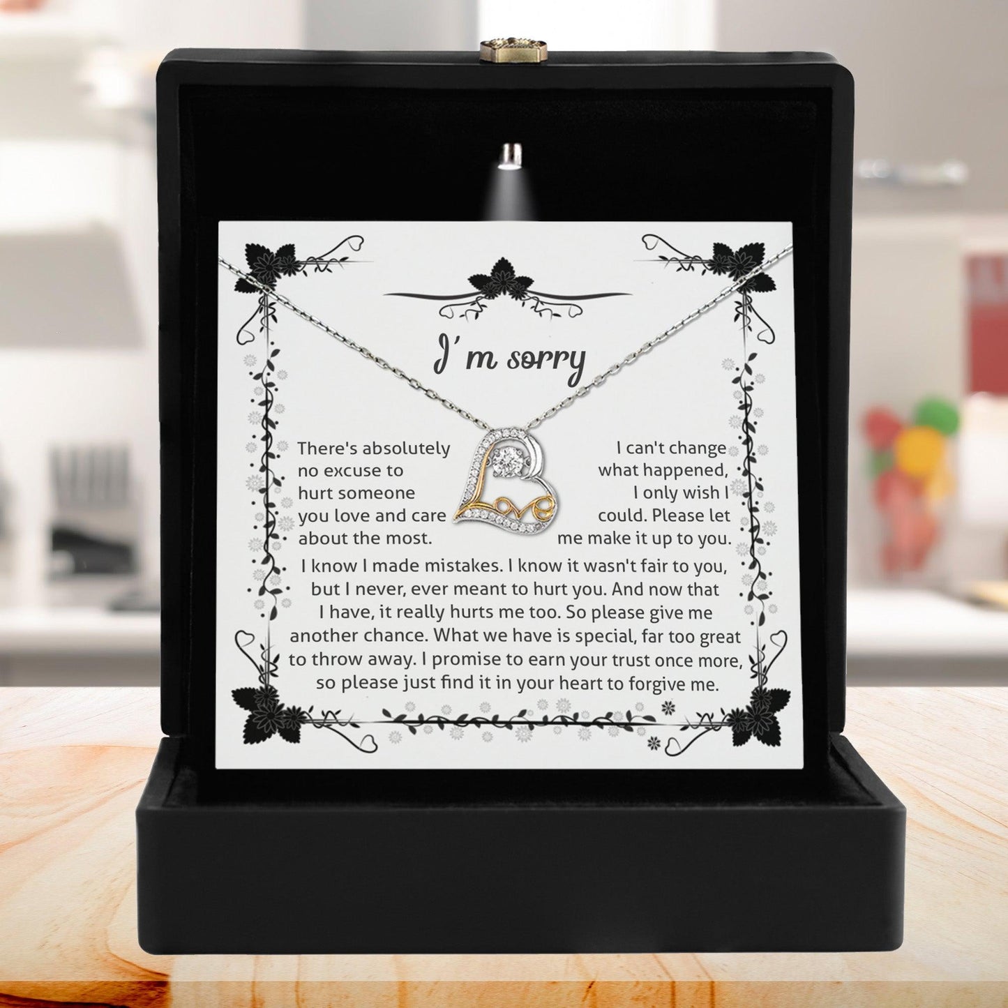 Apology Gift - I'm Sorry, No Excuse, Another Chance - Love Dancing Heart Pendant Necklace - Mallard Moon Gift Shop