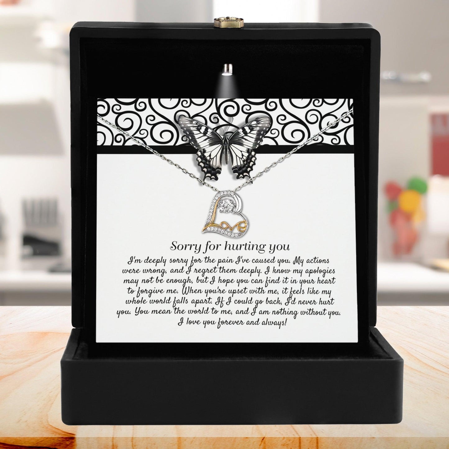 Apology Gift - Sorry for Hurting You - I am Nothing Without You - Love Dancing Heart Pendant Necklace - Mallard Moon Gift Shop