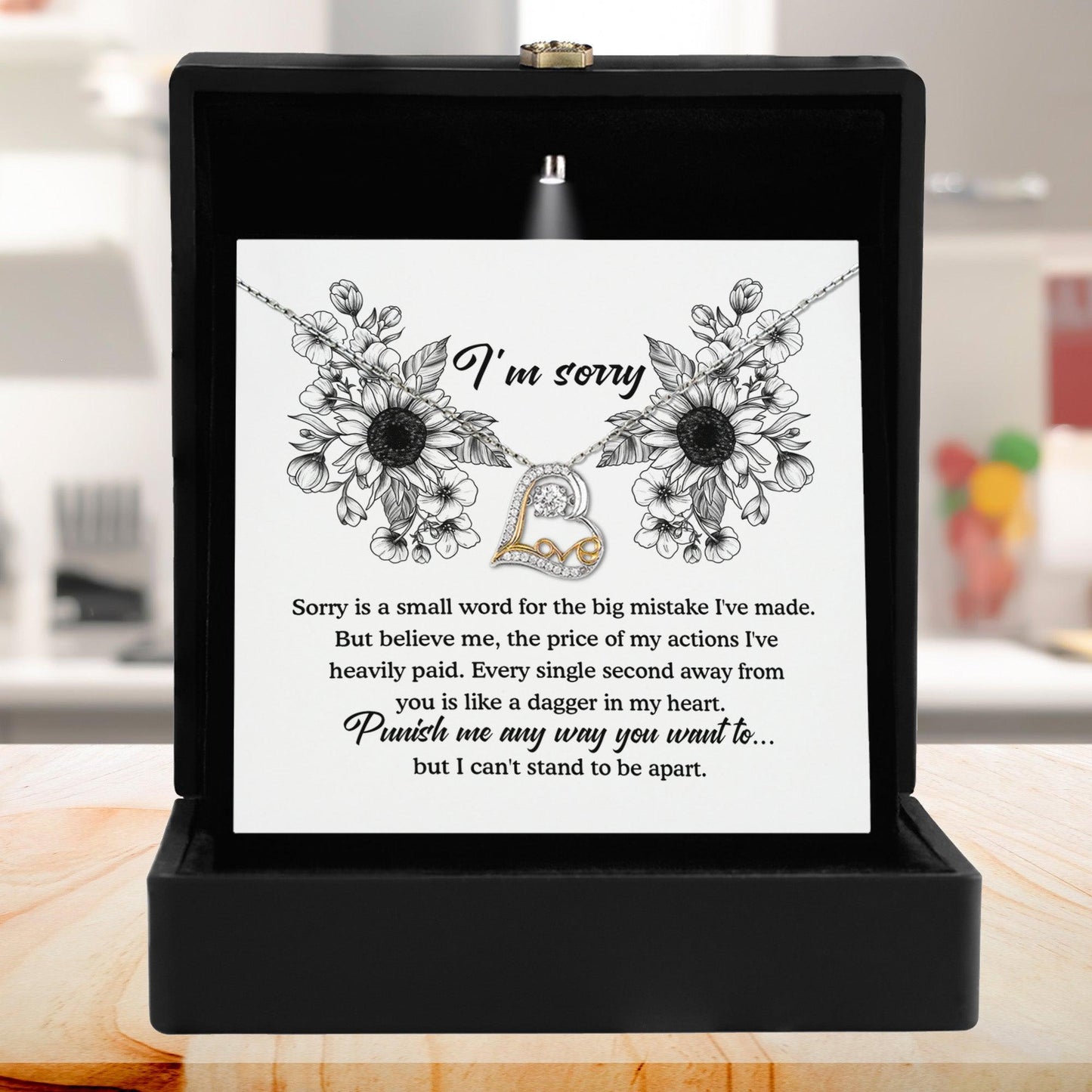 Apology Gift - Sorry is a Small Word for the Big Mistake - Love Dancing Heart Pendant Necklace - Mallard Moon Gift Shop