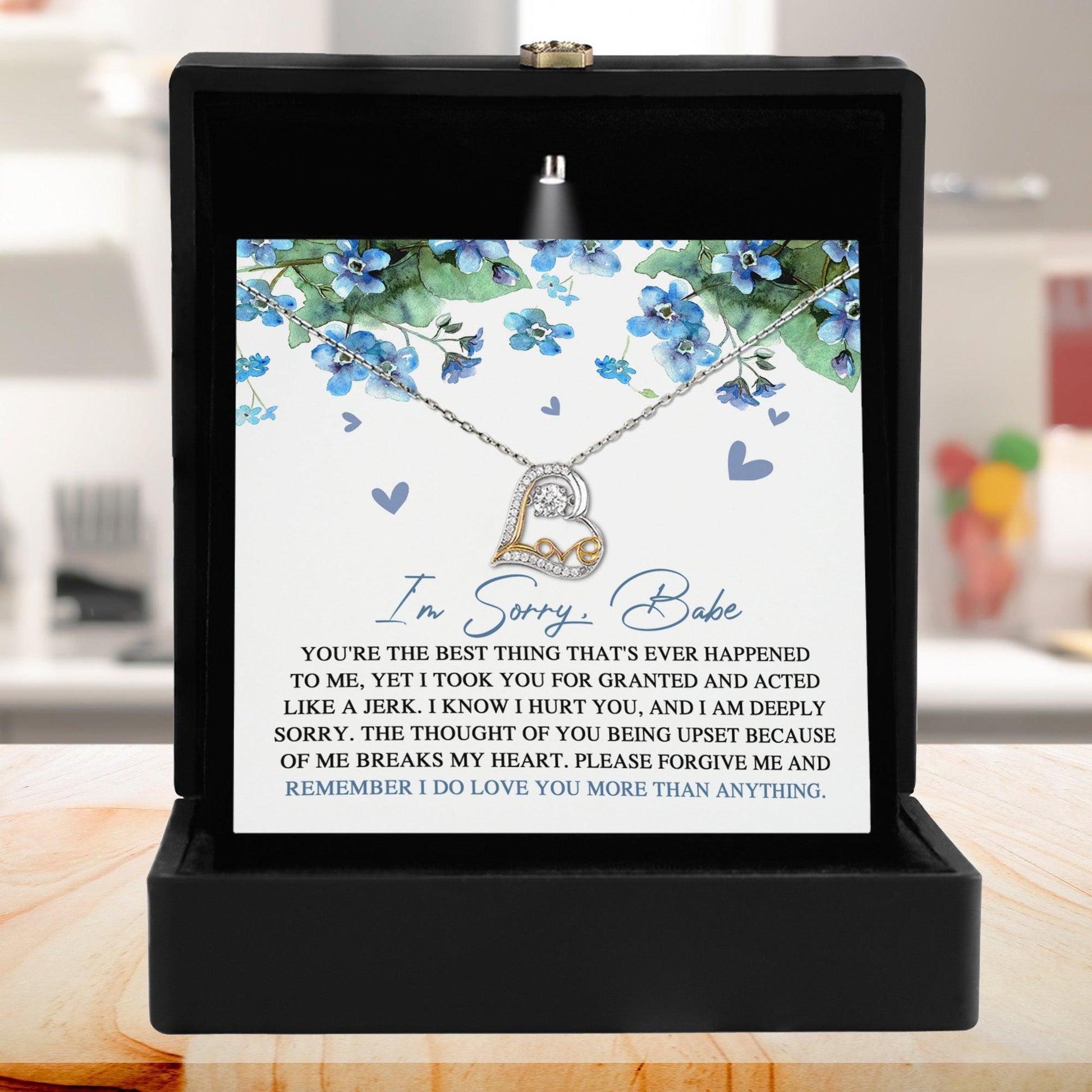 Apology Gift for Girlfriend, Wife, Soulmate - Sorry, More Than Anything - Love Dancing Heart Pendant Necklace - Mallard Moon Gift Shop