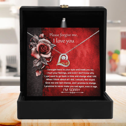 Apology Gift for Girlfriend, Wife, Soulmate - Sorry, One Last Chance - Love Dancing Heart Pendant Necklace - Mallard Moon Gift Shop