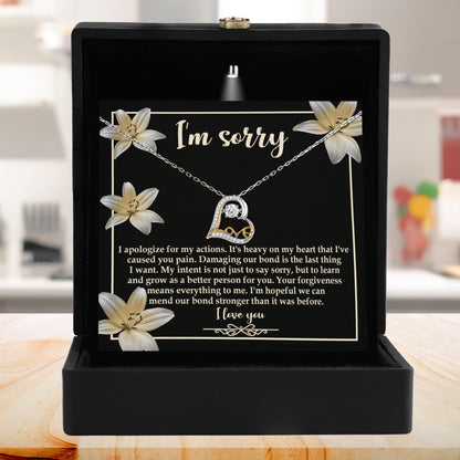 Apology Gift for Girlfriend, Wife, Soulmate - Sorry, The Last Thing - Love Dancing Heart Pendant Necklace - Mallard Moon Gift Shop