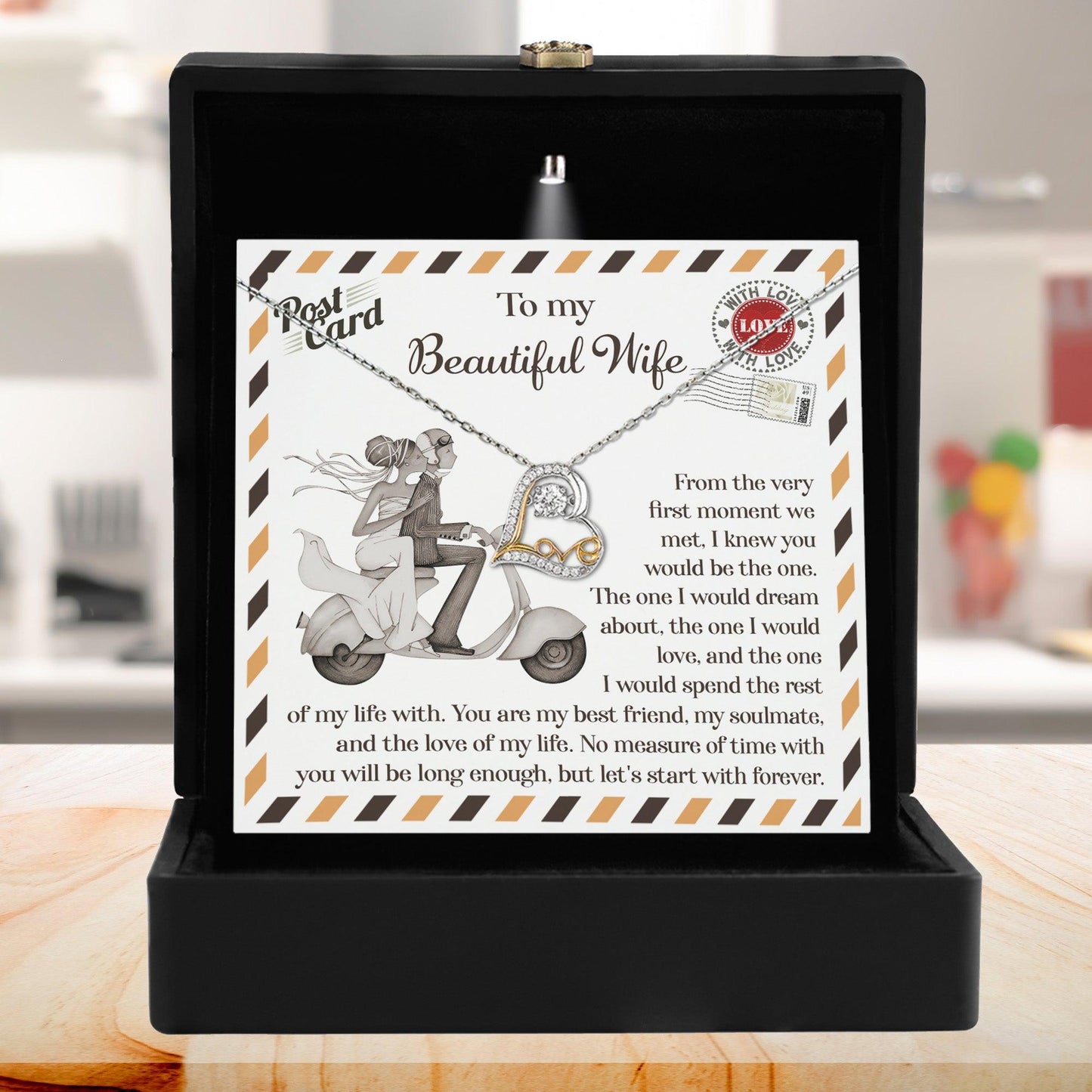 Wife Wedding Gift I Knew You Would Be The One Love Dancing Heart Pendant Necklace Bride Gift from Groom - Mallard Moon Gift Shop