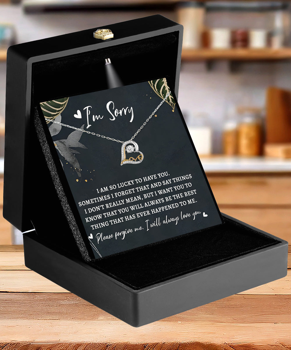 Apology Gift for Girlfriend, Wife, Soulmate - Sorry, The Best Thing - Love Dancing Heart Pendant Necklace - Mallard Moon