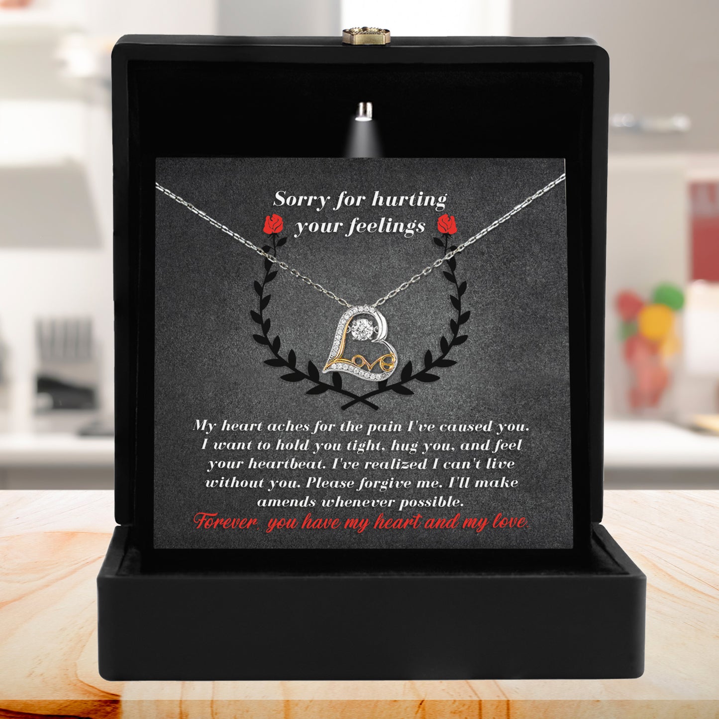 Apology Gift for Girlfriend, Wife, Soulmate - Sorry, Make Amends - Love Dancing Heart Pendant Necklace - Mallard Moon