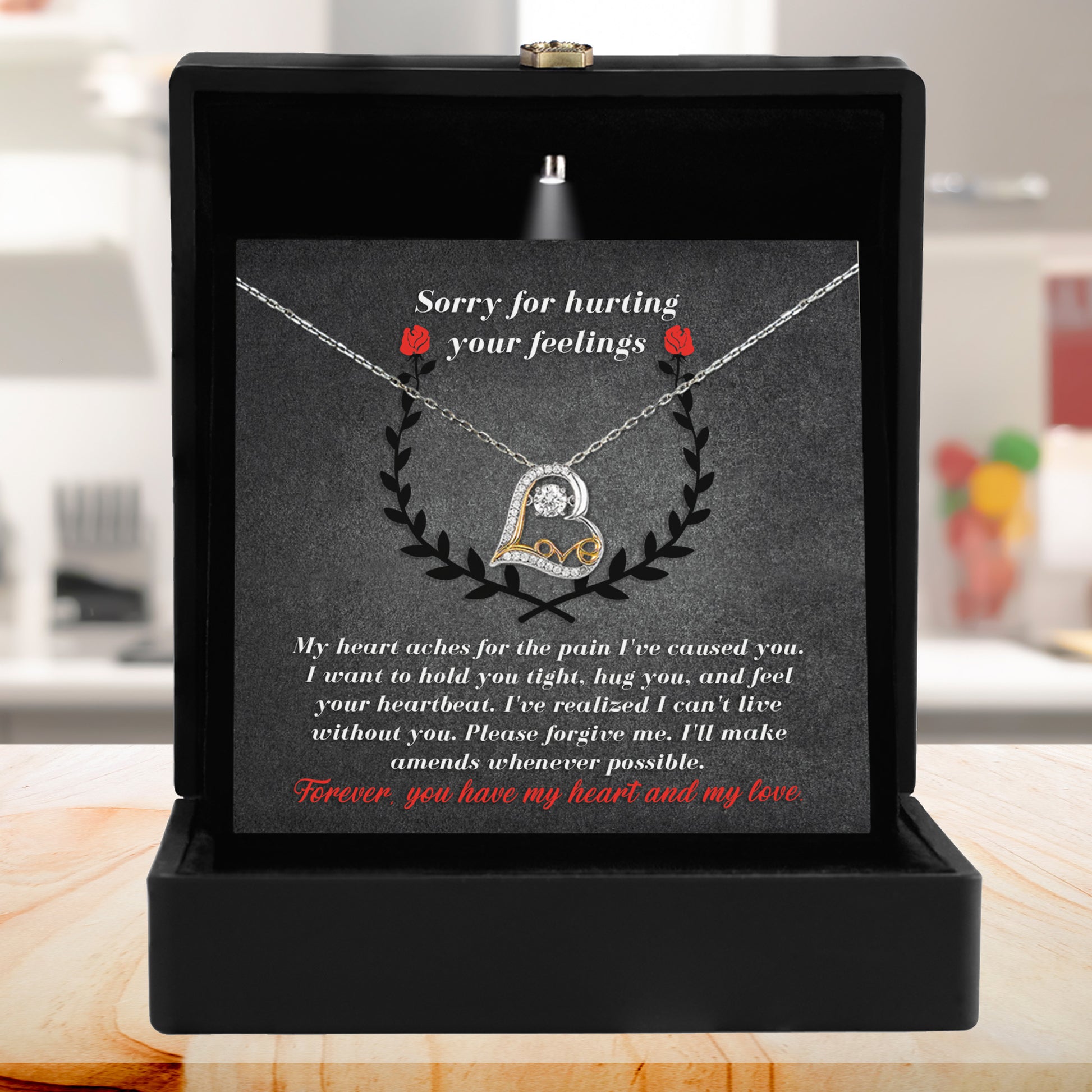 Apology Gift for Girlfriend, Wife, Soulmate - Sorry, Make Amends - Love Dancing Heart Pendant Necklace - Mallard Moon