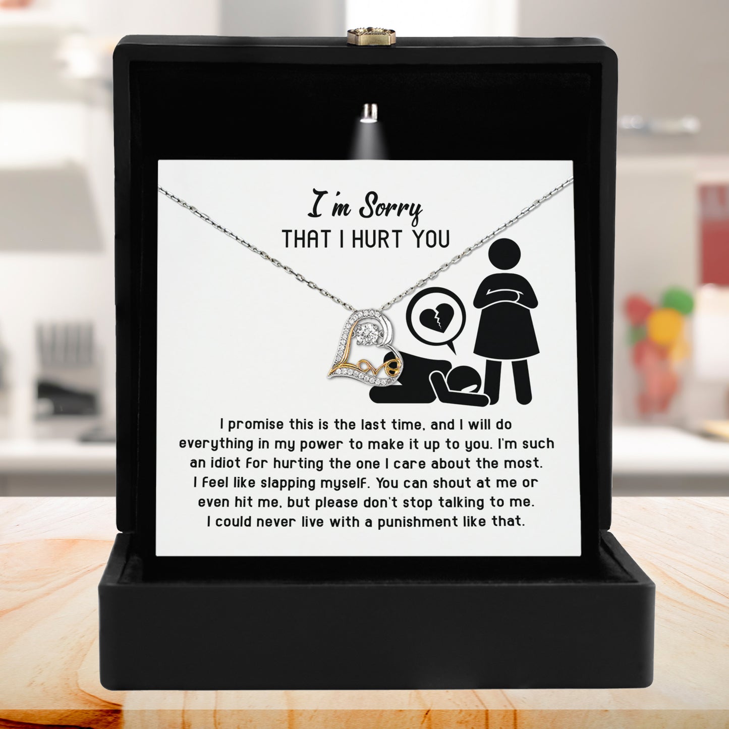 Apology Gift for Girlfriend, Wife, Soulmate - Sorry, Please Don't Stop Talking - Love Dancing Heart Pendant Necklace - Mallard Moon