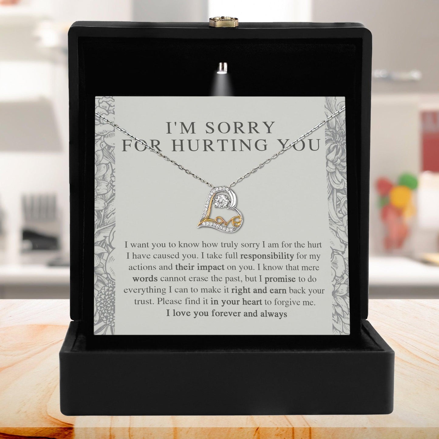 Apology Gift - I'm Sorry, I Promise to Do Everything - Love Dancing Heart Pendant Necklace - Mallard Moon Gift Shop