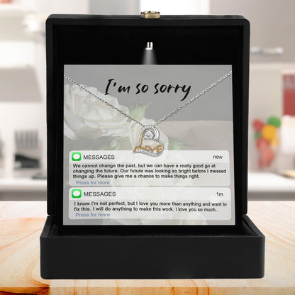 Apology Gift for Girlfriend, Wife, Soulmate - Sorry, I'm Not Perfect - Love Heart Pendant Necklace - Mallard Moon Gift Shop