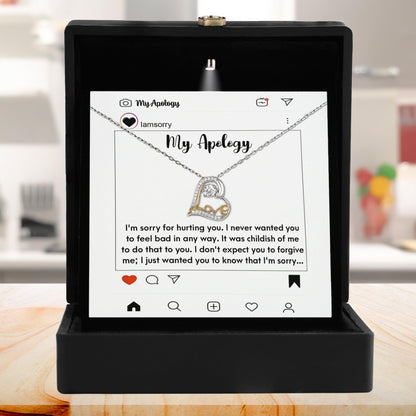 Apology Gift for Girlfriend, Wife, Soulmate - I'm Sorry for Hurting You - Love Heart Pendant Necklace - Mallard Moon Gift Shop