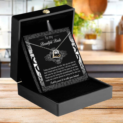 Bride Wedding Day Gift - My True Love - Love Dancing Heart Pendant Necklace - Mallard Moon Gift Shop